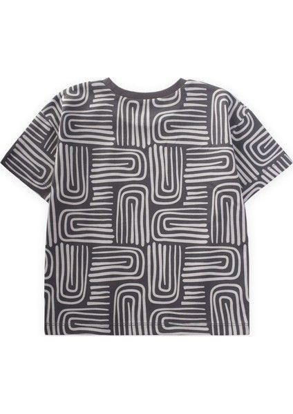 Boho Desenli T-Shırt 2-10 Yaş Antrasit