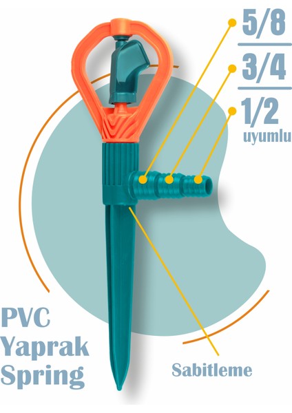 360° Döner Bahçe Sulama Fıskiyesi – Pvc Yaprak Sprink Başlık