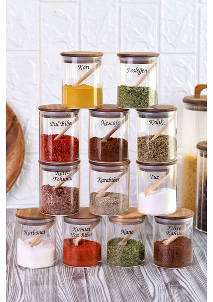 Akasya Silikonlu Kapaklı Borosilikat Cam Baharatlık - 250 ml Baharat Takımı