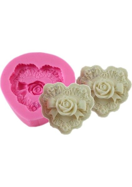 6cm Gül Ve Kurdele Kabartmalı Kalp Silikon Kalıp K-391 fırsatları