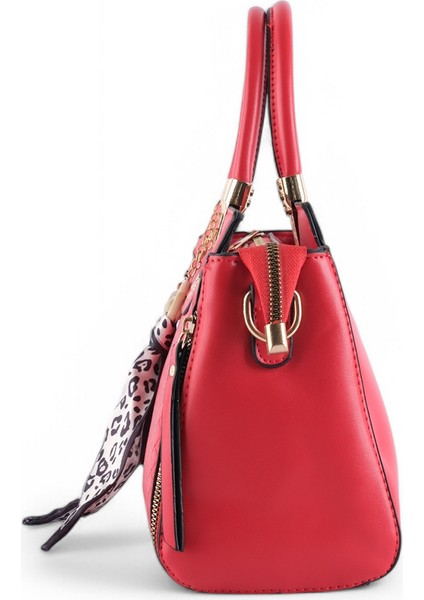 Şık Kadın Çanta, Moda Pu Deri Omuz Çantası Leopar Desenli Fular, Çok Yönlü Çanta (Ithal)