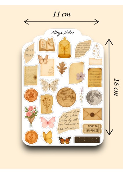 Vintage Temalı Sticker - Etiket - Çıkartma Bullet Journal, Ajanda, Planner, Günlük Için Uygun Set fiyatları