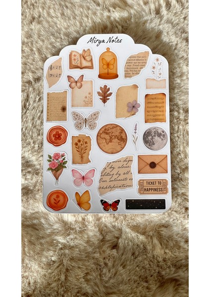 Vintage Temalı Sticker - Etiket - Çıkartma Bullet Journal, Ajanda, Planner, Günlük Için Uygun Set modelleri