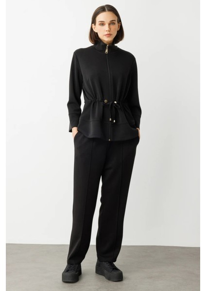 Beli Bağcıklı Dik Yaka Ceket Siyah 54382 fiyatları