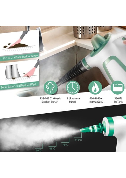 WHL-609LB 2-In-1 Buharlı Temizlik Makinesi – El Tipi ve Mop Özellikli, Çok Amaçlı Temizlik