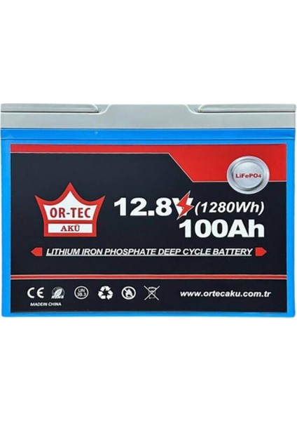 Ortec 12.8V 100 Ah Lithium Akü