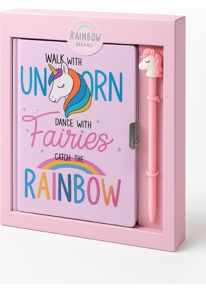 Unicorn Kilitli Hatıra Defteri (Günlük) ve Jel Kalem