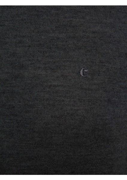 Erkek Antrasit Melanj Slim Fit Çeyrek Balıkçı Yaka Basic Triko Kazak 50211332-VR081
