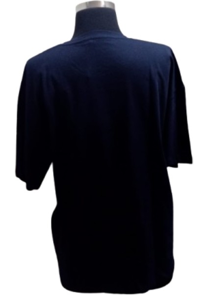 Lacivert Yuvarlak Yaka Kısa Kollu Pamuklu Oversize T-Shirt modelleri