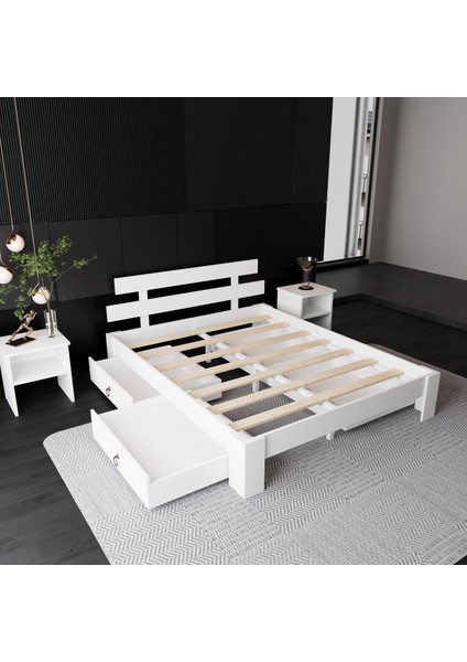 4 Çekmeceli Lotus Mdf Karyola | Çift Kişilik Yatak Uyumlu, Kolay Kurulum