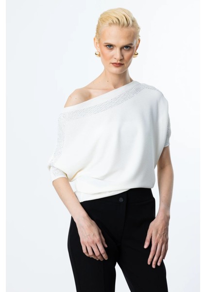 Kayık Kaya Taş Detaylı Bluz 50402 fiyatları