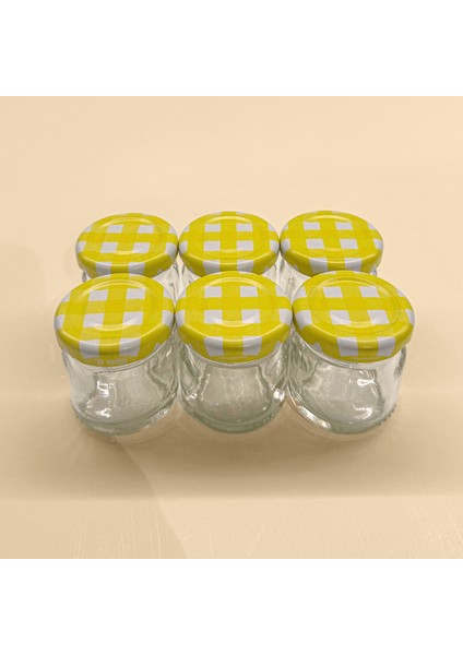 Home 6'lı 40 ml Cam Kavanoz Sarı Ekose