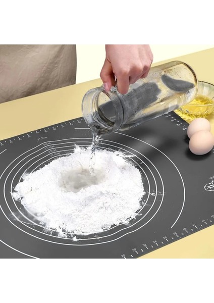 Gri Büyük Boy Silikon Hamur Açma Matı Silikon Ölçülü Çok Amaçlı Hamur Matı / Örtüsü 40X50 cm