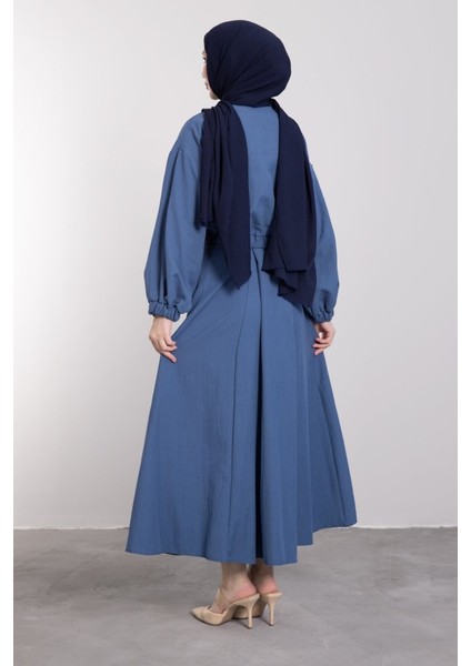 Spor Crop Ceketli Etekli Tesettür Takım Indigo fırsatları