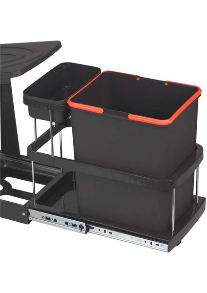 Antrasit 16+1 Litre Teleskopik Raylı Çöp Kovası (P-9155)