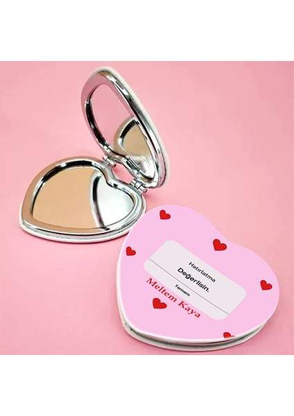 Kişiye Özel İsimli Hatırlatma:değerlisin Baskılı Kalp Deri Ayna Çanta, Cep ve Makyaj Aynası fiyatları