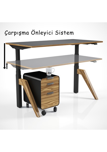 Regula Desk Dandy W - Elektrikli Yüksekliği Ayarlanabilir Çalışma Masası - Beyaz Ayak Ahşap Mdf Tabla 120X60