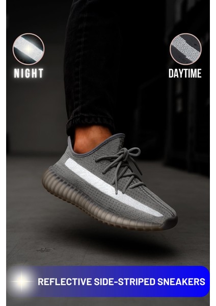 Siyah Spor Unisex Reflektörlü Sneakers Antrenman Ayakkabı