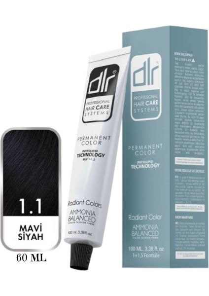 1.1 Mavi Siyahl Saç Boyası 60 ml