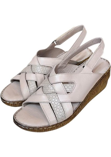 Vizon Hakiki Deri Çapraz Bantlı Puf Taban Hafif Comfort Sandalet modelleri