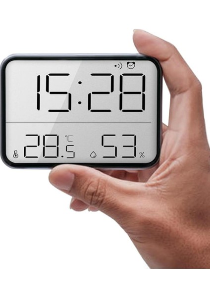 Mıknatıslı LCD Hd Dijital Ekran Pilli Mini Saat Alarm Nem Göstergesi Sıcaklık Ölçer