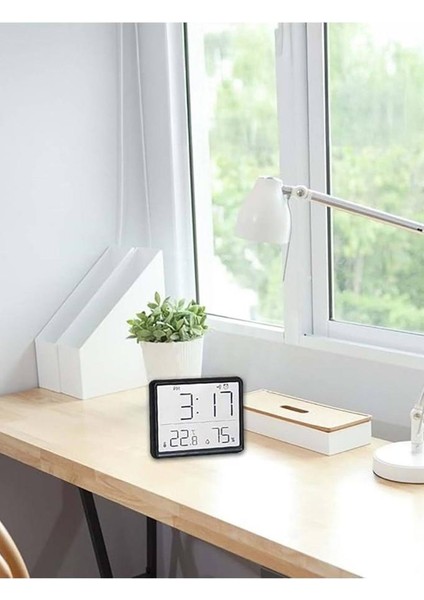 Mıknatıslı LCD Hd Dijital Ekran Pilli Mini Saat Alarm Nem Göstergesi Sıcaklık Ölçer