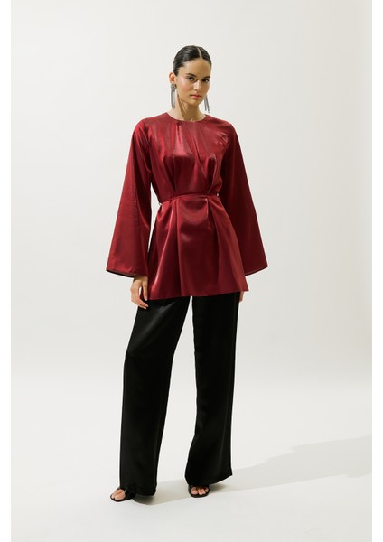 Hana Organze Bluz Bordo fırsatları