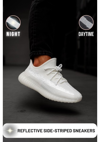 Siyah Spor Unisex Reflektörlü Sneakers Antrenman Ayakkabı