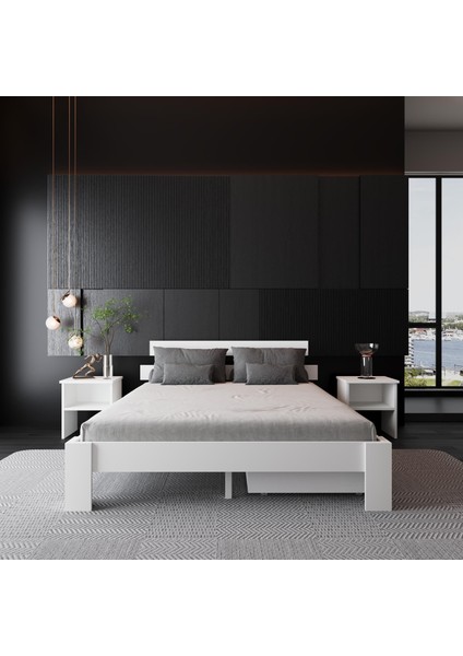 2 Çekmeceli Lotus Mdf Karyola | Çift Kişilik Yatak Uyumlu, Kolay Kurulum