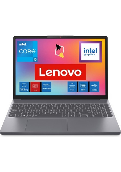 Ideapad Slim 3 Intel Core I5 13420H 40GB 1tb SSD W11P 15.3" Wuxga Taşınabilir Bilgisayar 83K1004ETR + Snertech Çanta