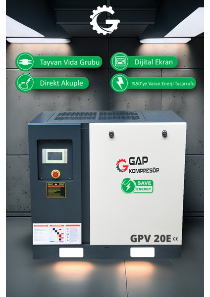 Invertörlü Vidalı Hava Kompresörü 20HP 1000LT GPV20E