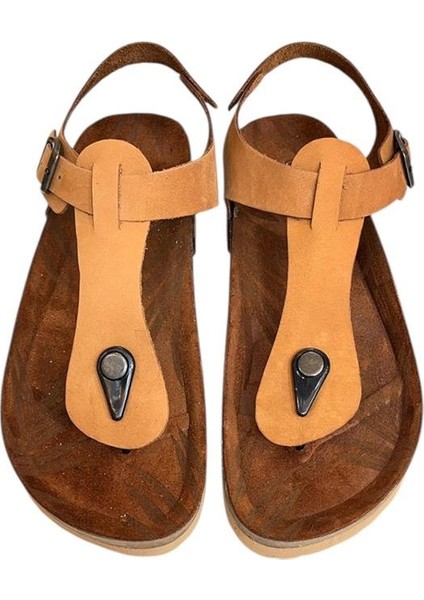 Taba Hakiki Deri Parmak Arası Mantar Taban Tokalı Sandalet fiyatları