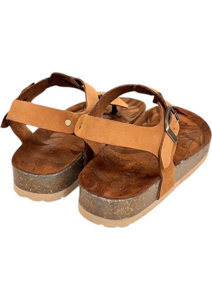 Taba Hakiki Deri Parmak Arası Mantar Taban Tokalı Sandalet modelleri