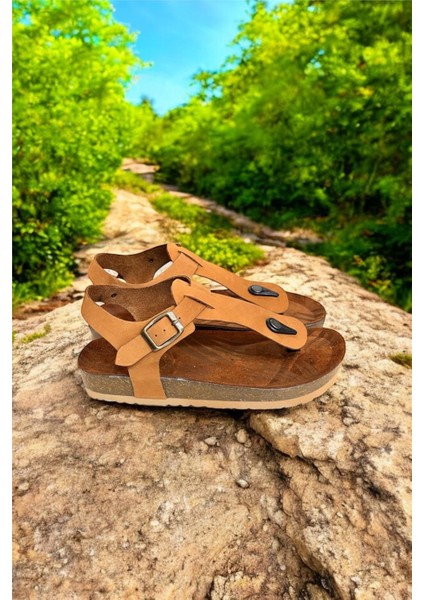 Taba Hakiki Deri Parmak Arası Mantar Taban Tokalı Sandalet indirimleri