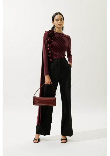 Pelerin Detaylı Bluz Bordo modelleri