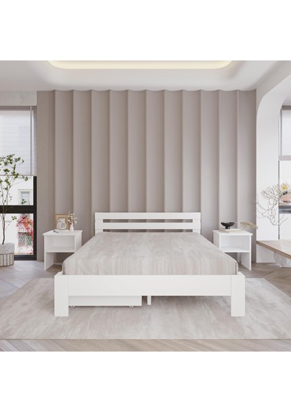 2 Çekmeceli Letto Mdf Karyola | Tek ve Çift Kişilik Yatak Uyumlu, Kolay Kurulum