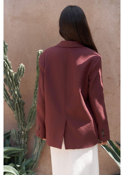 Brenna Bordo Keten Blazer indirimleri