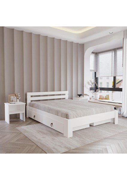 4 Çekmeceli Letto Mdf Karyola | Tek ve Çift Kişilik Yatak Uyumlu, Kolay Kurulum