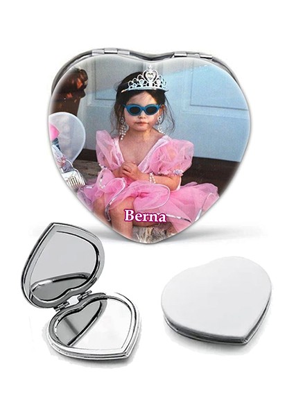 Kişiye Özel İsimli Çocuk Baskılı Kalp Deri Ayna Çanta, Cep ve Makyaj Aynası fiyatları