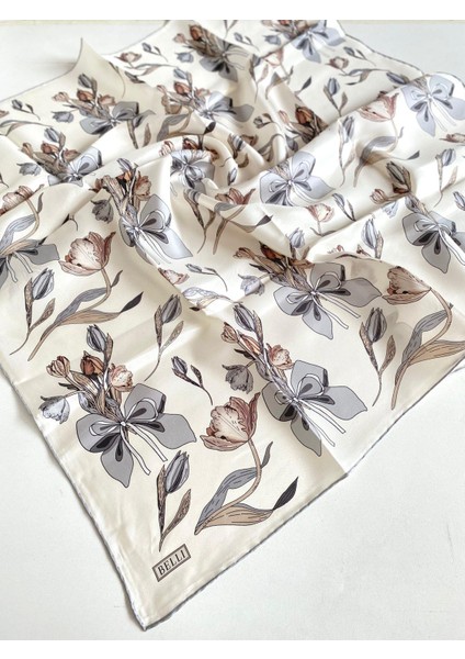 Tivil İpek Eşarp 4037 - 85 Beyaz Karışık Desen