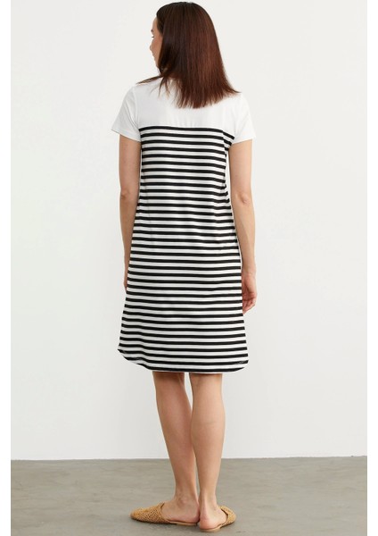 Sementa 77482 Düğme Detaylı Çizgili Penye Elbise modelleri