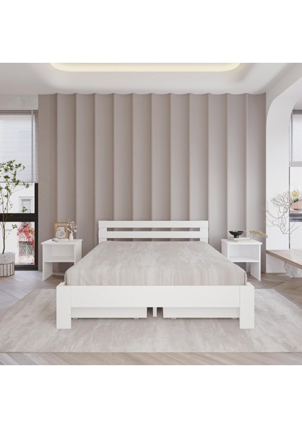 4 Çekmeceli Letto Mdf Karyola | Tek ve Çift Kişilik Yatak Uyumlu, Kolay Kurulum