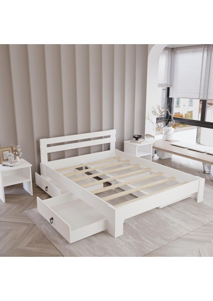 4 Çekmeceli Letto Mdf Karyola | Tek ve Çift Kişilik Yatak Uyumlu, Kolay Kurulum