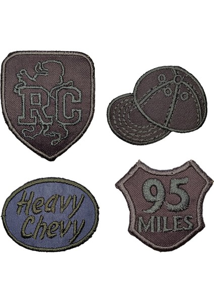 Ütü ile Yapışan Arma - Patch - Delik Yama Set-4 Modeli Gri (4'lü Set)