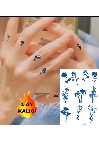 1 Ay Kalıcı Parmak El Için Minimal Çiçekler Geçici Dövme
