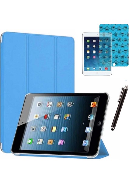 Apple iPad Mini 2 / Mini 3 Uyumlu Smart Cover Tablet Kılıfı Ekran Koruyucu Kalem Set
