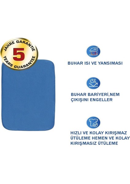 Buharlı Ütü Battaniyesi 130 x 65 cm – Isı Yansıtıcı Alüminyum Kaplama, Buhar Bariyerli, Kaymaz Tabanlı