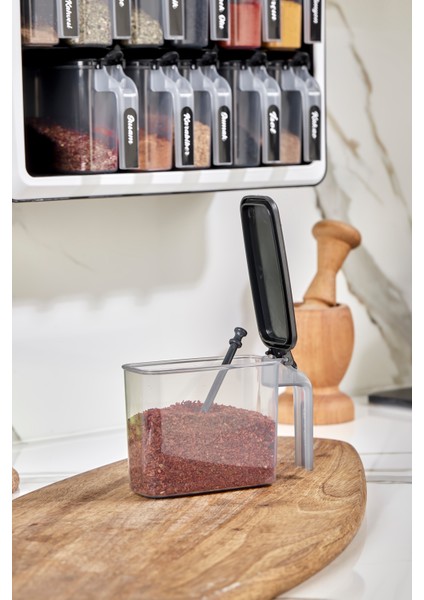 Standplus 12'li Baharatlık Yapışkanlı - Kaşıklı - Standlı Baharatlık Seti (Etiket Hediyeli)