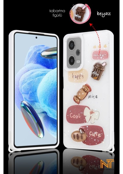 Xiaomi Redmi Note 12 Pro 5g Uyumlu Kabartmalı Figürlü Trend Simli Şık Kapak Kılıf