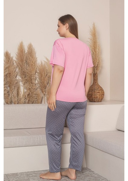 Büyük Beden Milan Bambu Kısa Kollu Likralı Penye Pijama Takımı modelleri